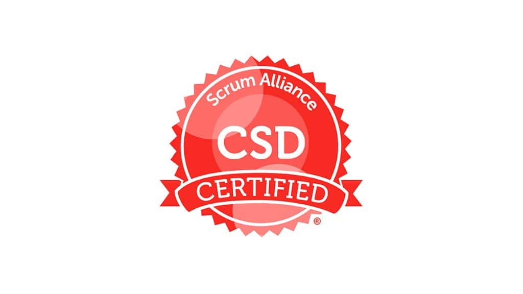 Scrum Alliance CSD Certification logo over a white background.