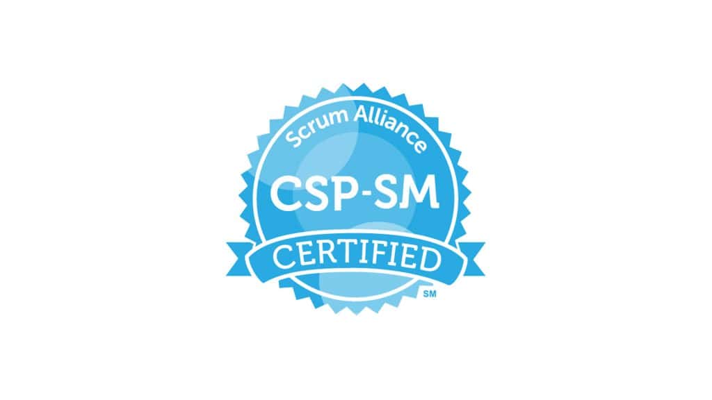 Scrum Alliance CSP certification logo over white background.