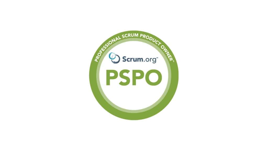 PSPO Certification Scrum.org logo over white background.