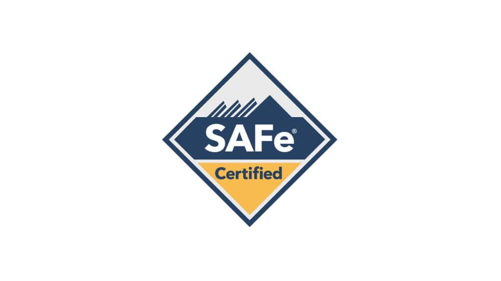 Scrum SAFe logo over white background.